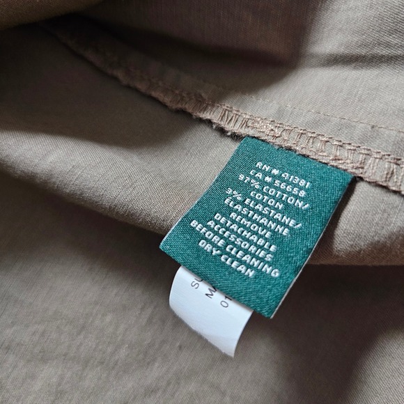 Lauren Ralph Lauren Khaki Utility Shirt Dress Belted Gold Buttons Midi Size 14 - Picture 13 of 16